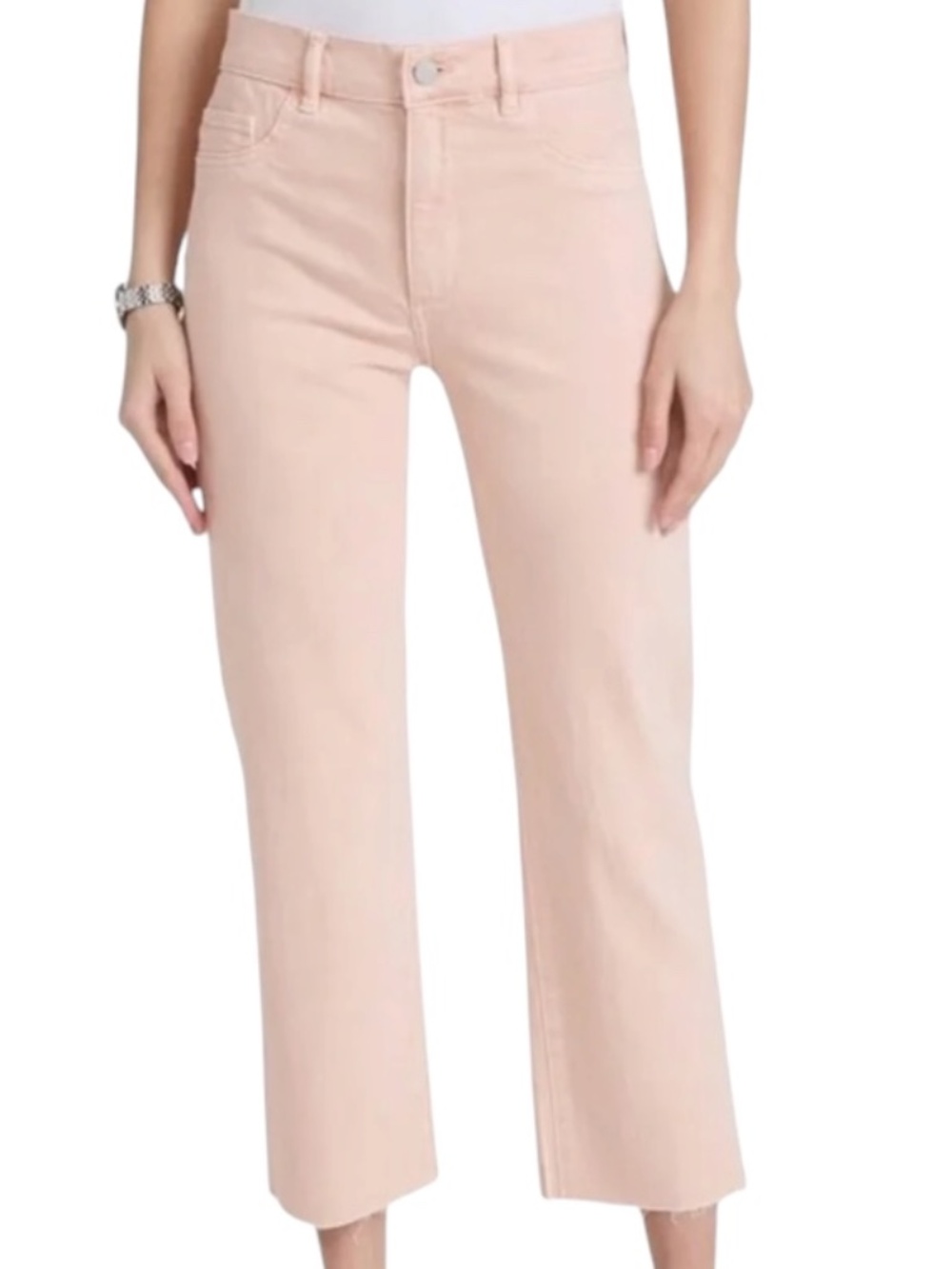 DL1961 Patti Straight High Rise Jeans Bellini Raw Hem Ankle Denim 24